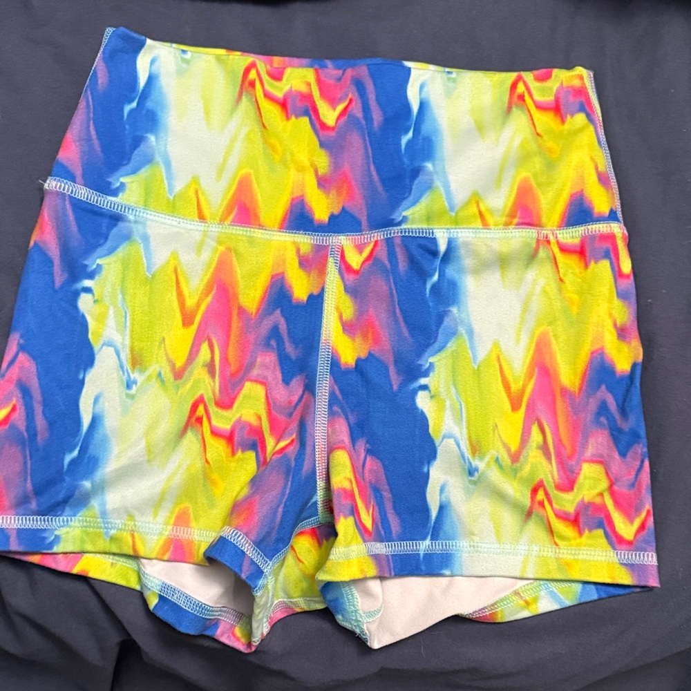 Fleo Women's Athletic Shorts in Blue, Yellow, and Pink